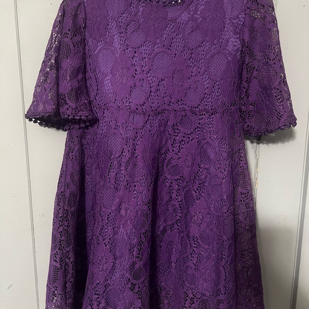 Purple A-line Bell Sleeve Dress for Wedding Guest